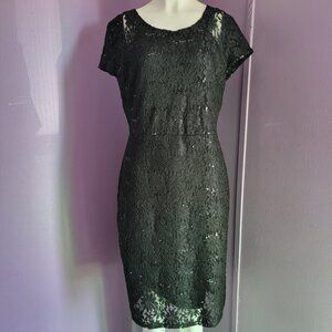 Dress Black sequin Lace Cap Sleeve size 12